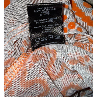 Rhude Orange Bandana Print Long-Sleeve Mesh Bodysuit - Size S