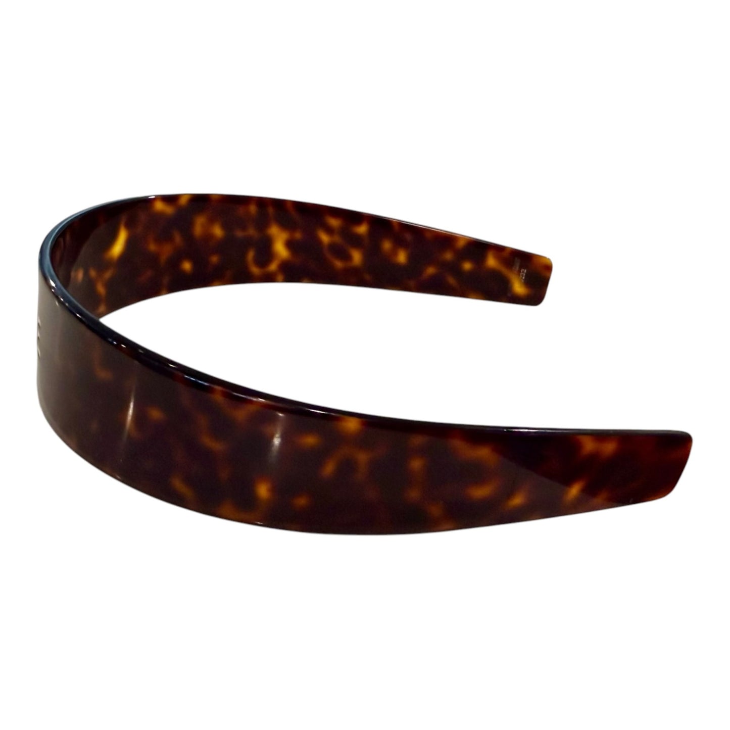 Celine Brown Tortoiseshell Logo Wide Headband Made In Italy