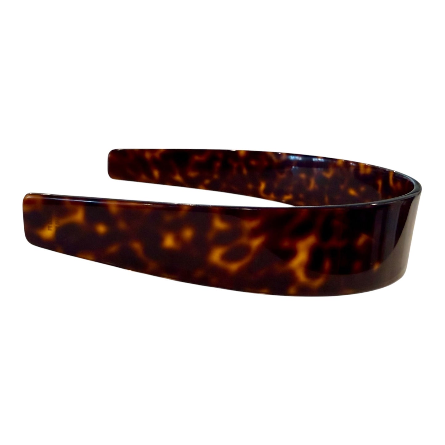 Celine Brown Tortoiseshell Logo Wide Headband Made In Italy