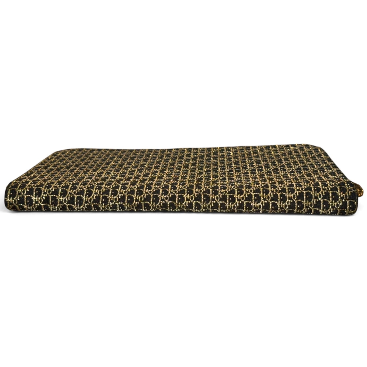 Christian Dior Gold & Black Monogrammed Clutch With Chain Strap