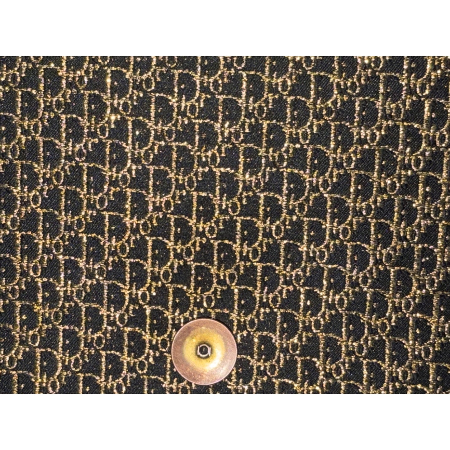 Christian Dior Gold & Black Monogrammed Clutch With Chain Strap