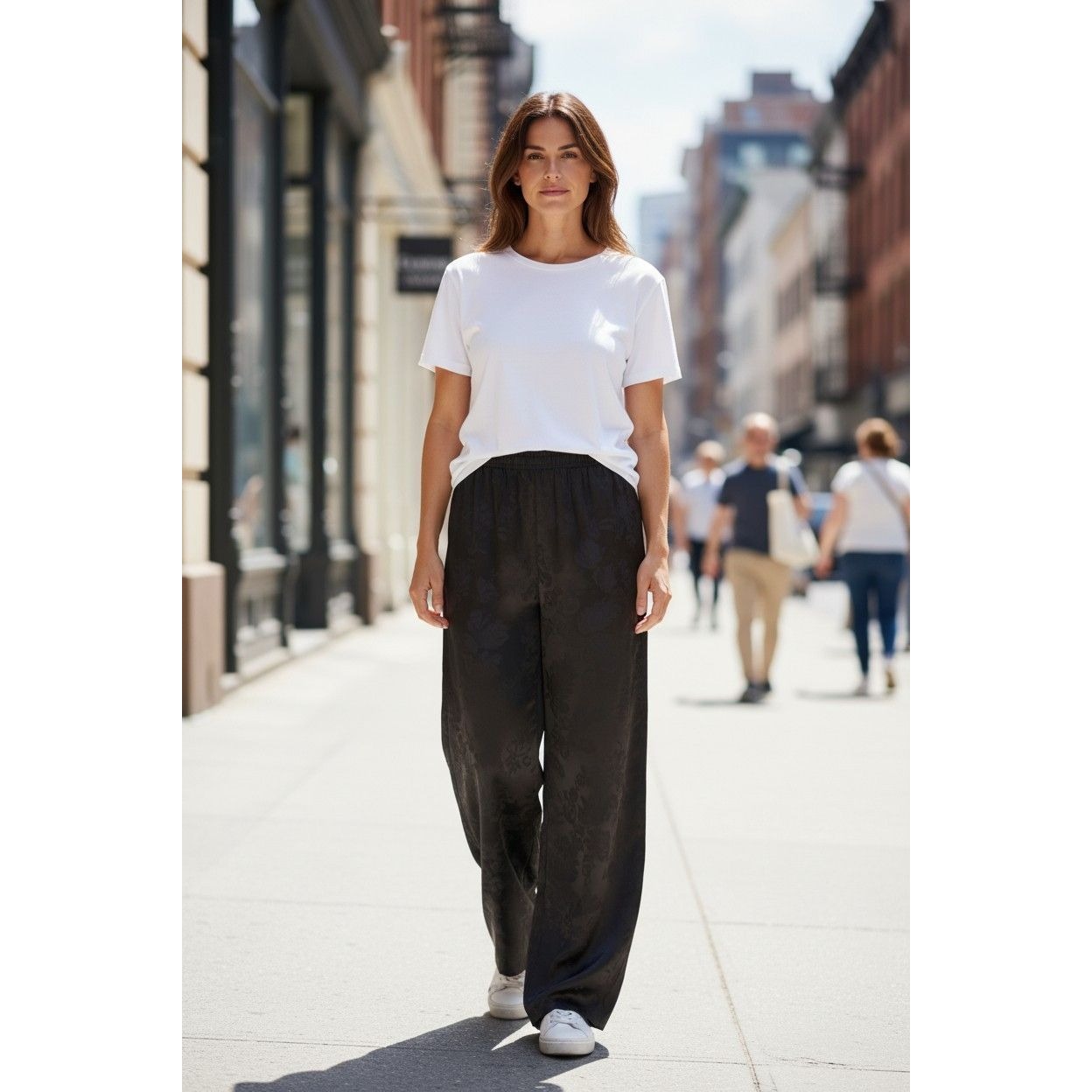Johnny Was Sophia Black Floral Wide-Leg Pants, Small NWT