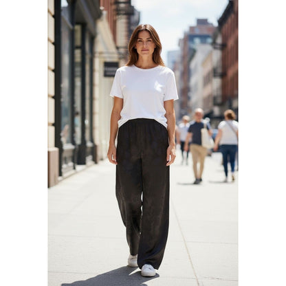 Johnny Was Sophia Black Floral Wide-Leg Pants, Small NWT