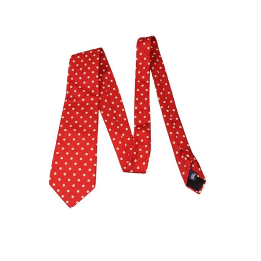 Burberrys Red Polka Dot Silk Tie Classic Mens Accessory Made In England