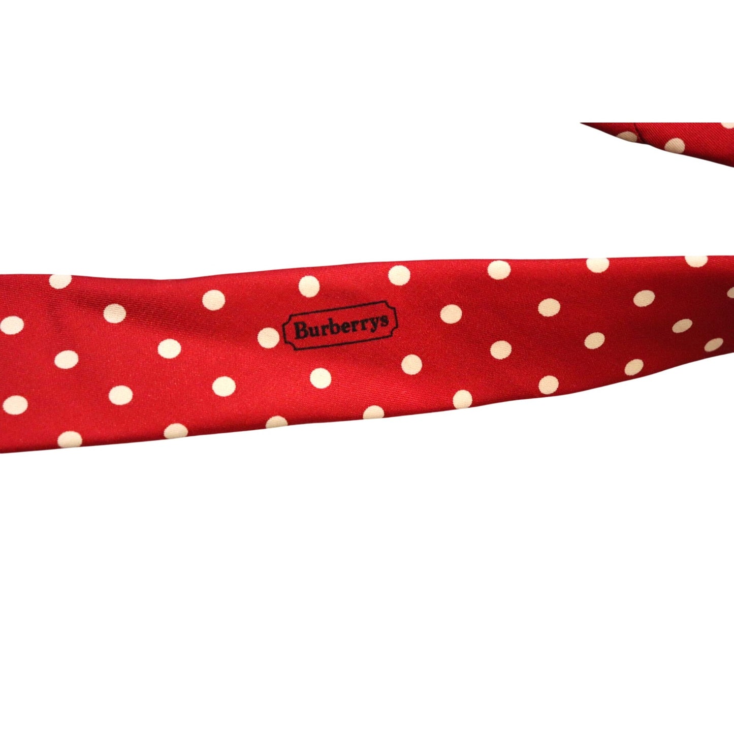 Burberrys Red Polka Dot Silk Tie Classic Mens Accessory Made In England