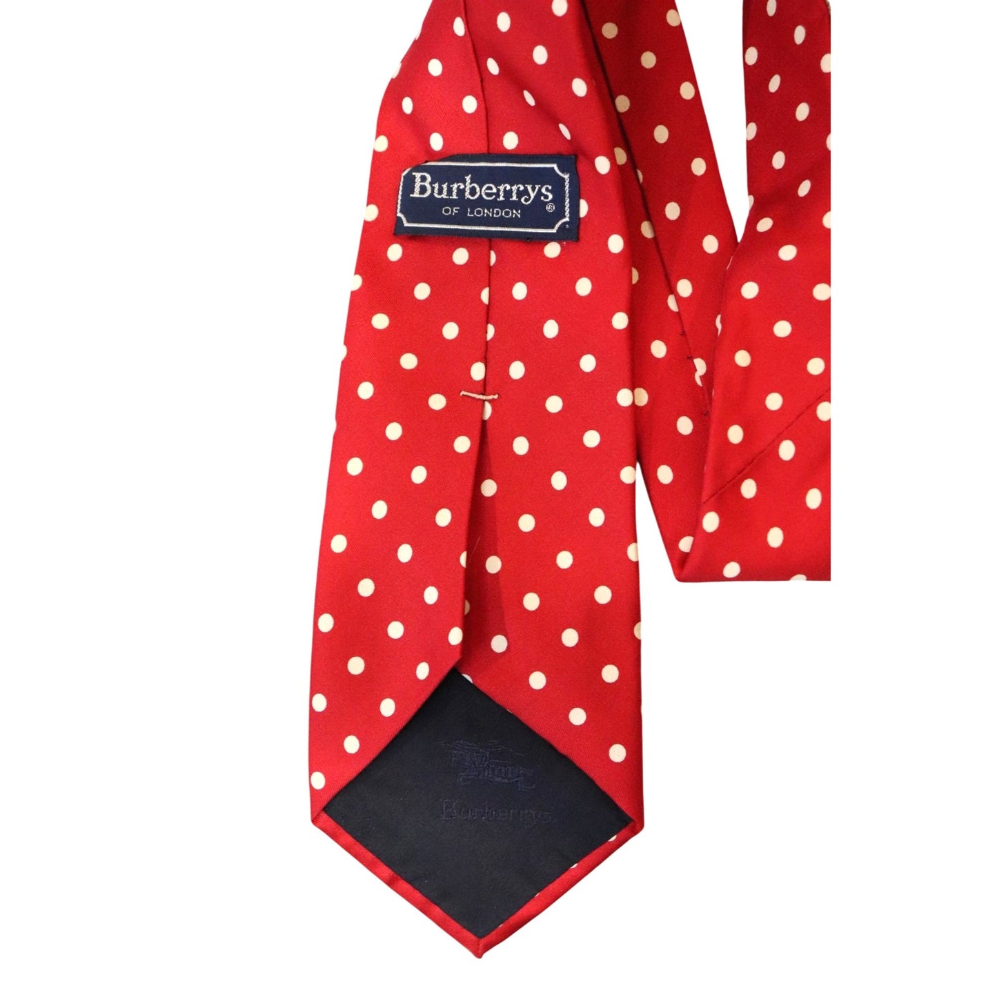 Burberrys Red Polka Dot Silk Tie Classic Mens Accessory Made In England