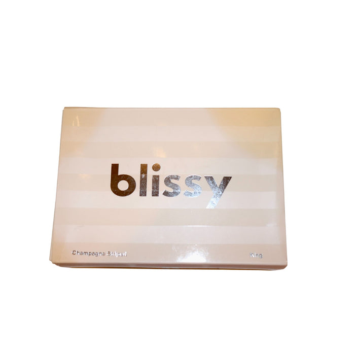 Blissy Champagne Striped King Size Pillowcase 100% Pure Mulberry Silk NEW