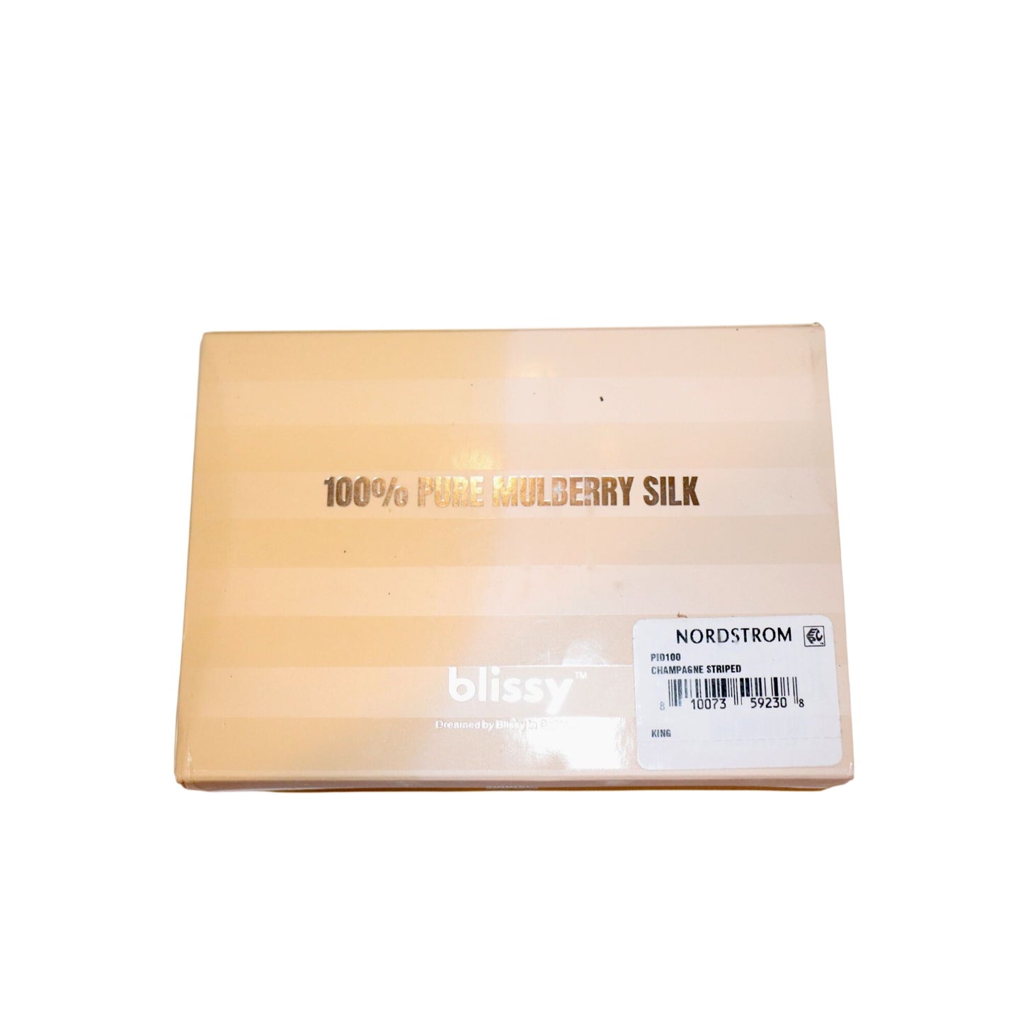 Blissy Champagne Striped King Size Pillowcase 100% Pure Mulberry Silk NEW