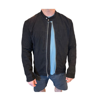 Quince Mens 100% Suede Café Racer Jacket, Large NWT