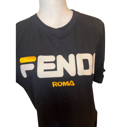 Fendi Roma Special Edition 2018/19 Black Cotton T-Shirt Size M