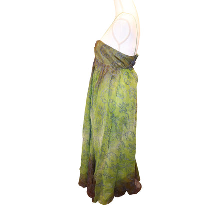 Emporio Armani Green & Blue Embroidered Floral Gown, Size 38/US 2 NWT