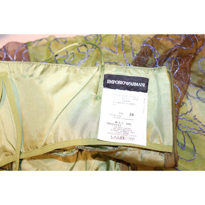 Emporio Armani Green & Blue Embroidered Floral Gown, Size 38/US 2 NWT