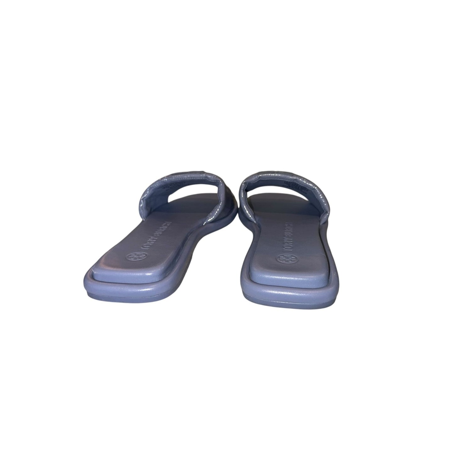 Tory Burch Womens Blue Leather Logo Slide Sandals Size 7