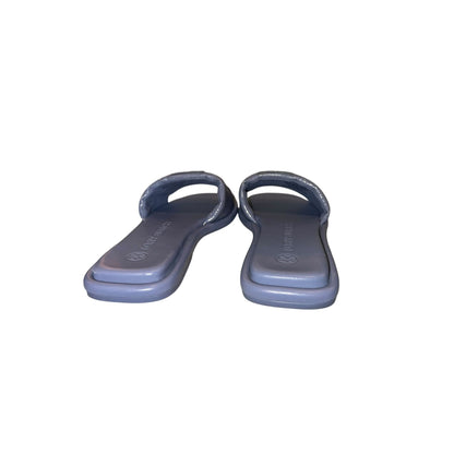 Tory Burch Womens Blue Leather Logo Slide Sandals Size 7
