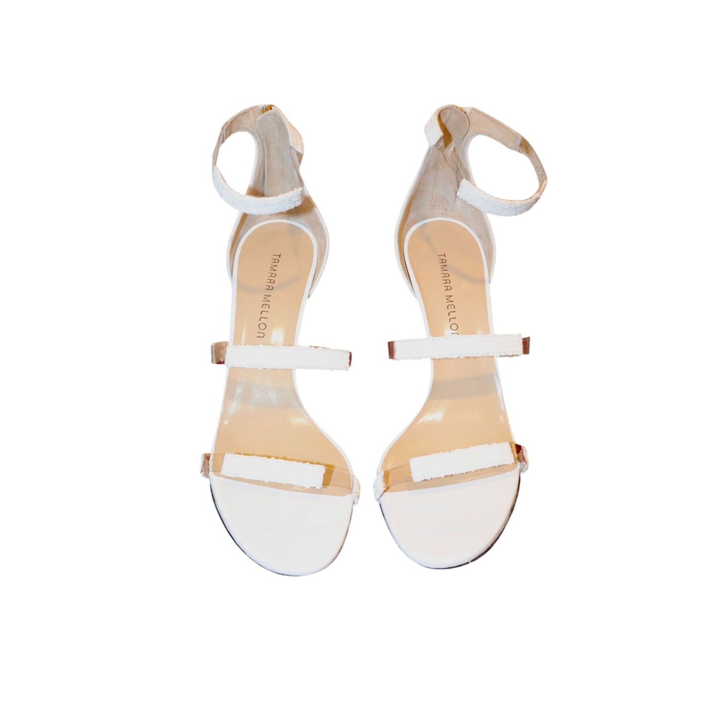 Tamara Mellon Womens White Glitter Sandals, Size 42 New