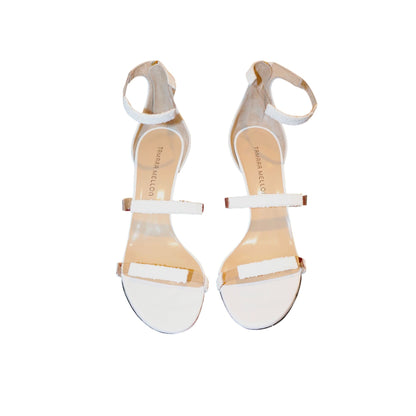 Tamara Mellon Womens White Glitter Sandals, Size 42 New