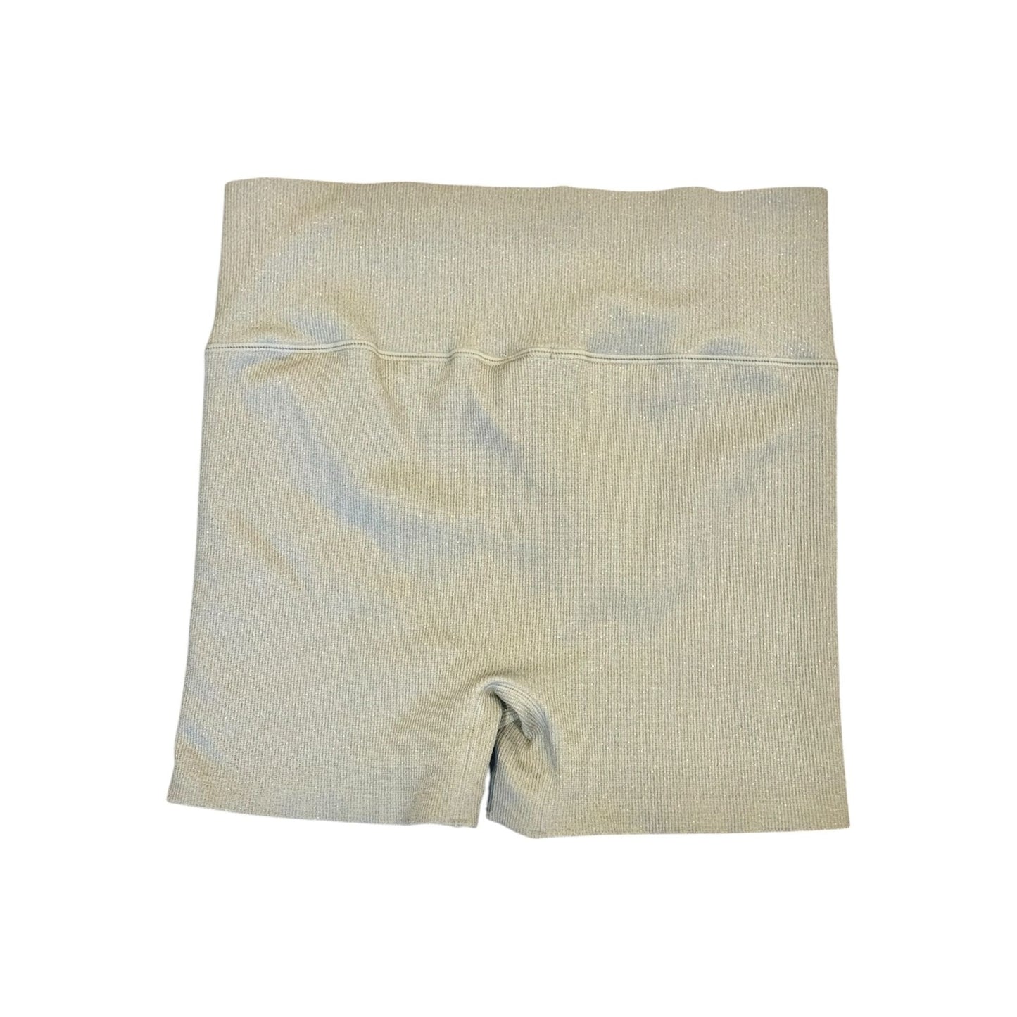 Alo High-Waist Ribbed Shimmer Gold Shorts, L