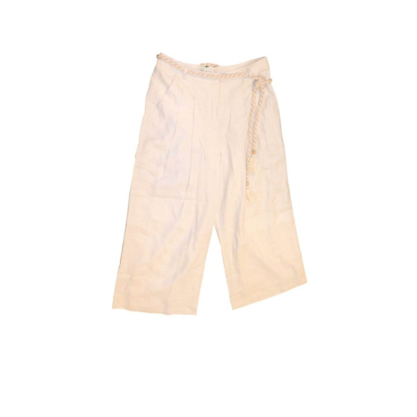 Farm Rio Linen Wide-Leg Pants With Braided Rope Belt, Large NWT