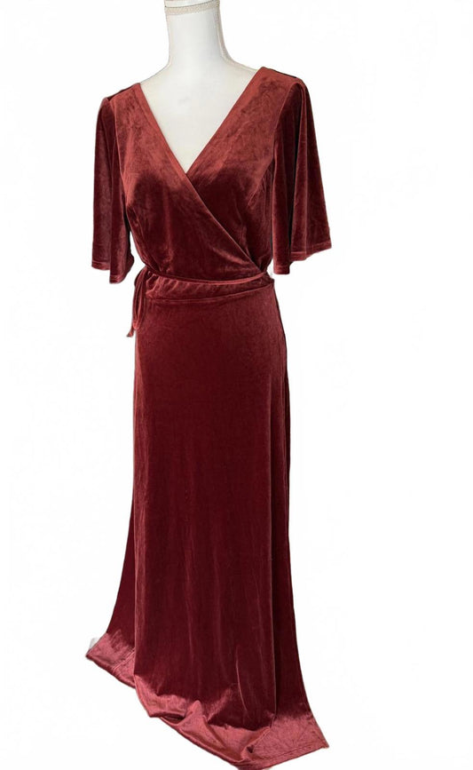 New Lulus Burgundy Velvet Wrap Maxi Dress
