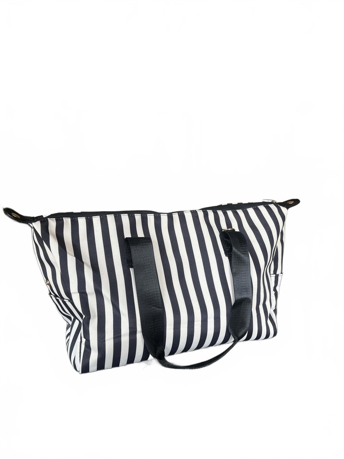 NWT Alice + Olivia Black and White Striped Tote Bag