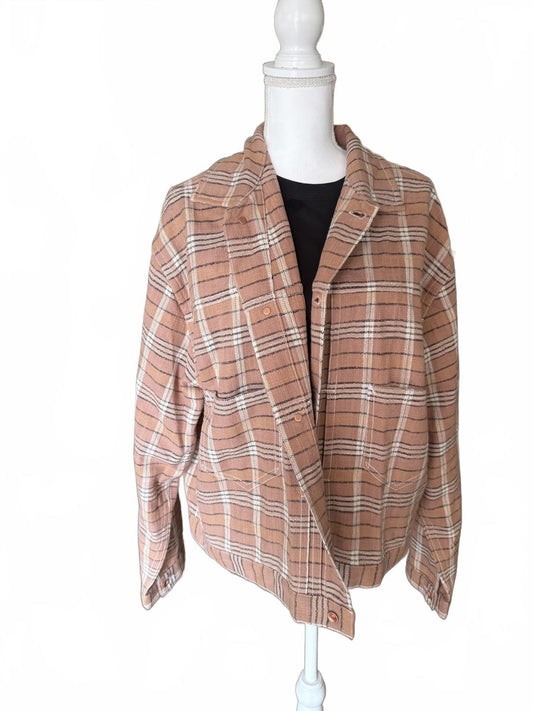 Story mfg. Women's Plaid Jacket with Organic Cotton, Large