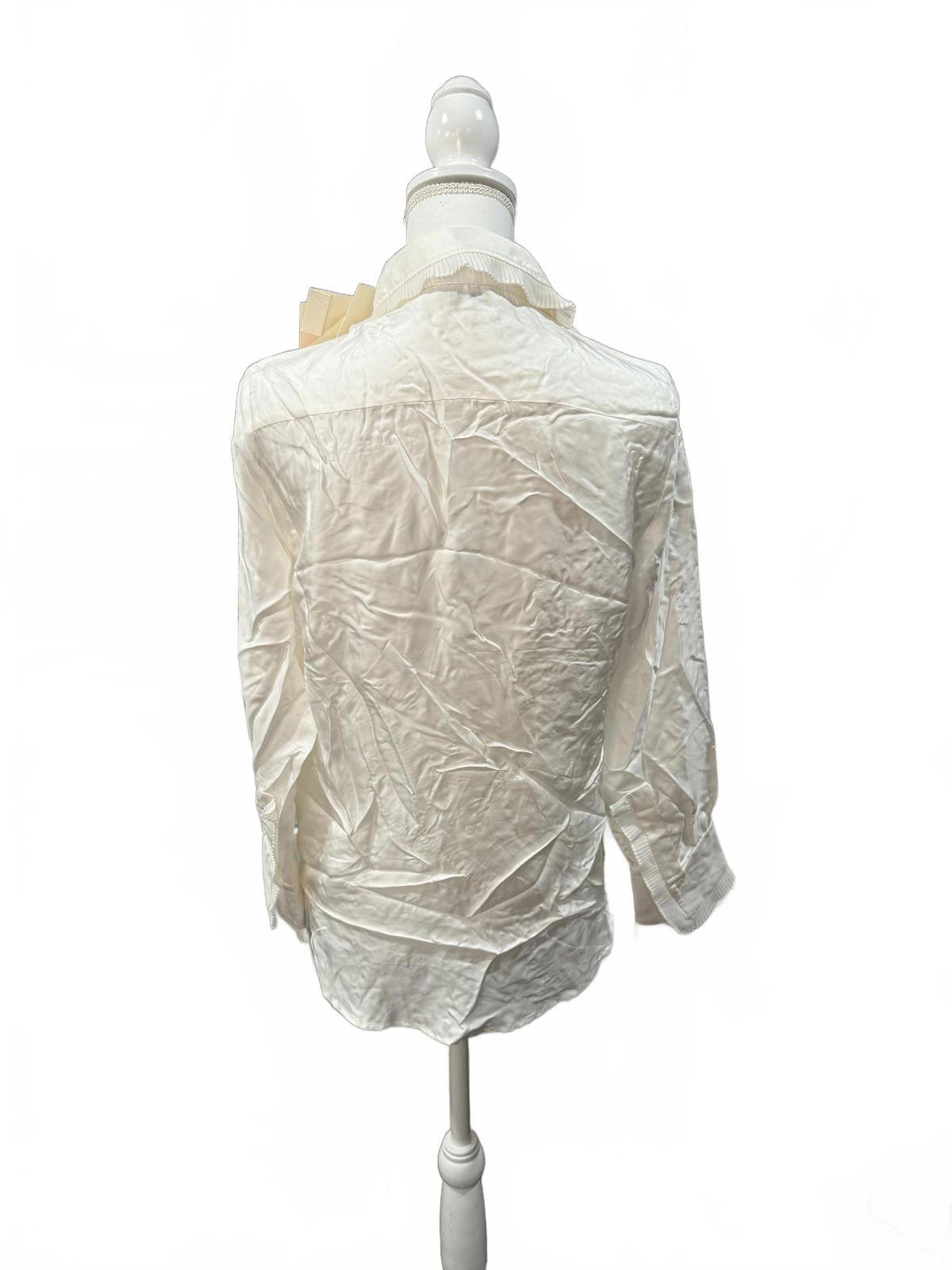 Sandro White Long Sleeve Button-Up Blouse, Medium (NWT)
