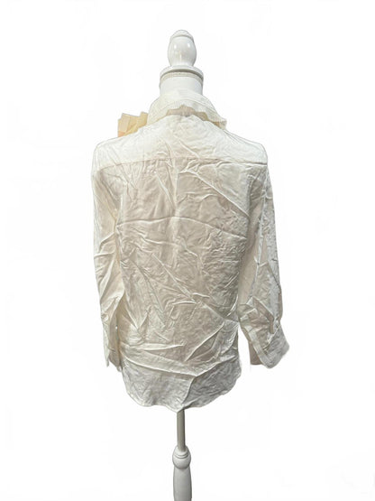 Sandro White Long Sleeve Button-Up Blouse, Medium (NWT)