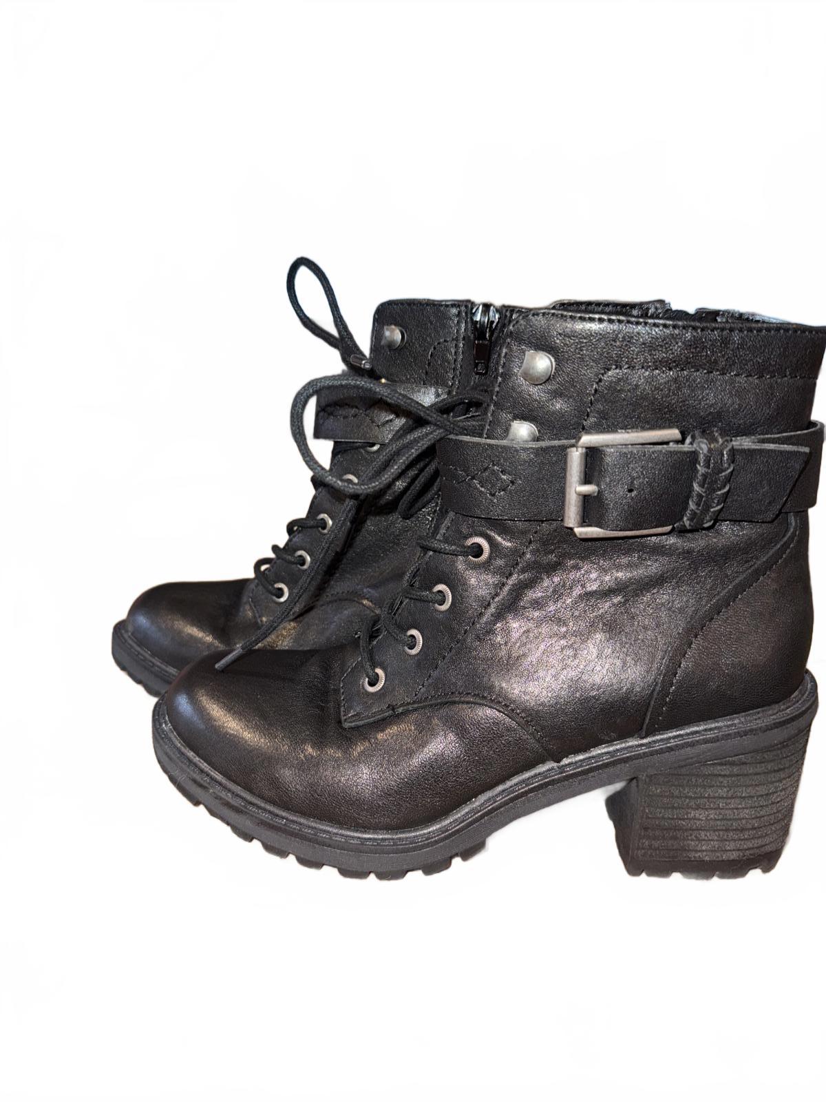 New Zodiac Women's Heeled Combat Boots with Buckle Detail, size 7