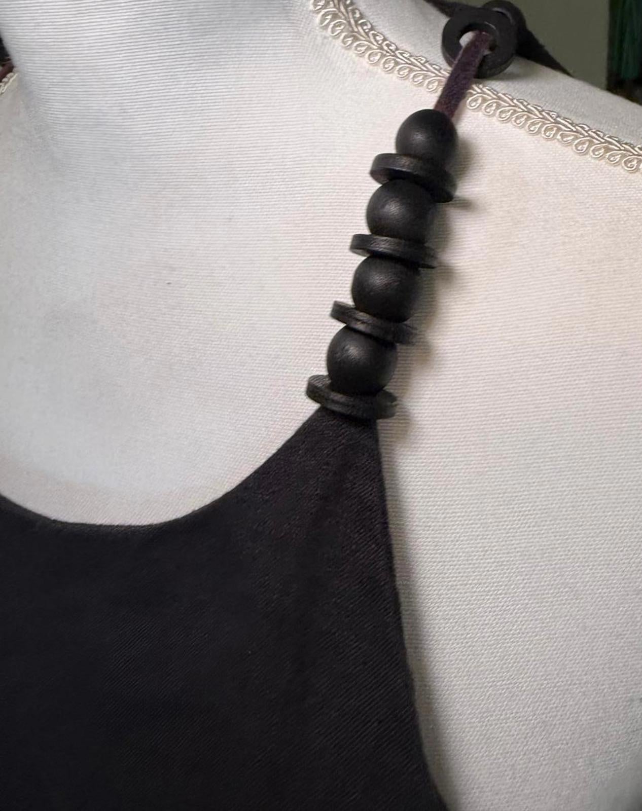 Black and White Sleeveless Staud Dress with Beaded Straps, Large