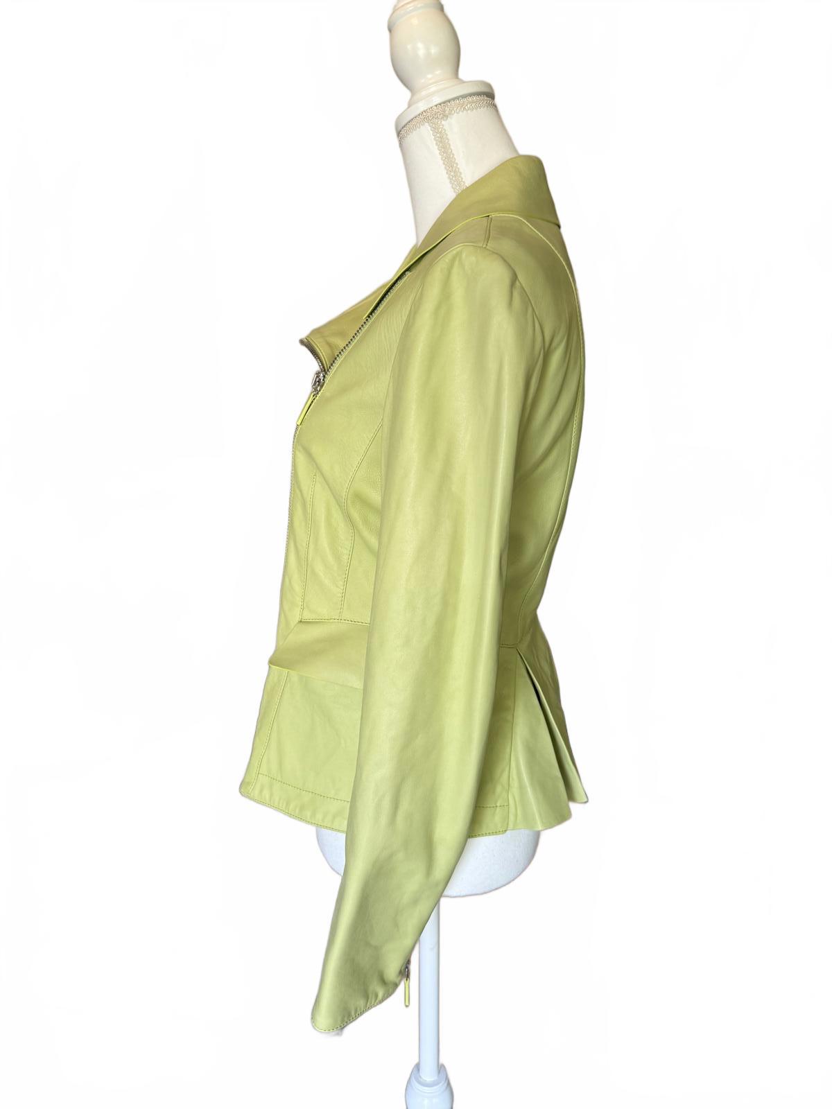 Georgio Armani Light Green Lamb Leather Jacket, IT 42