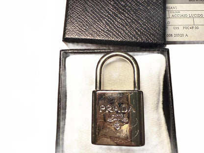 Prada Metal Keychain with Lock Charm