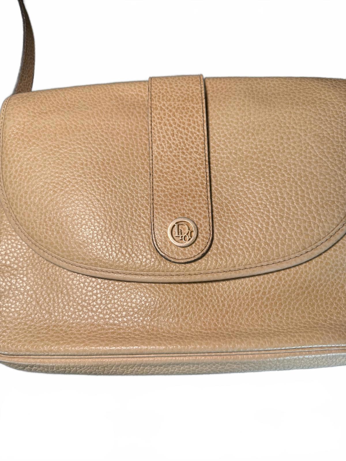 Christian Dior Beige Leather Shoulder Bag