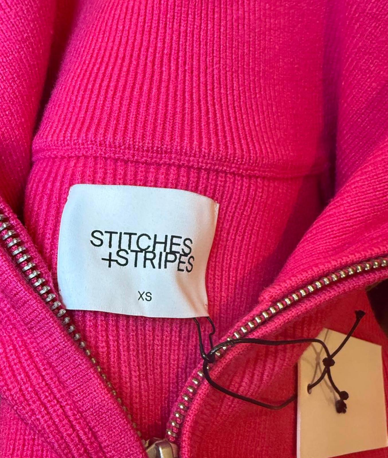 Stitches + Stripes Pink Quarter-Zip Sweater, XS (NWT)