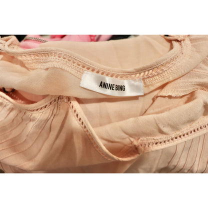 Anine Bing Womens Light Pink Sleeveless Mini Dress With Adjustable Straps & Pleated Details Size L