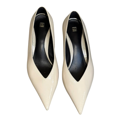 Toteme The Wedge Ivory Patent Leather Kitten Heel Size 7.5/EU 8