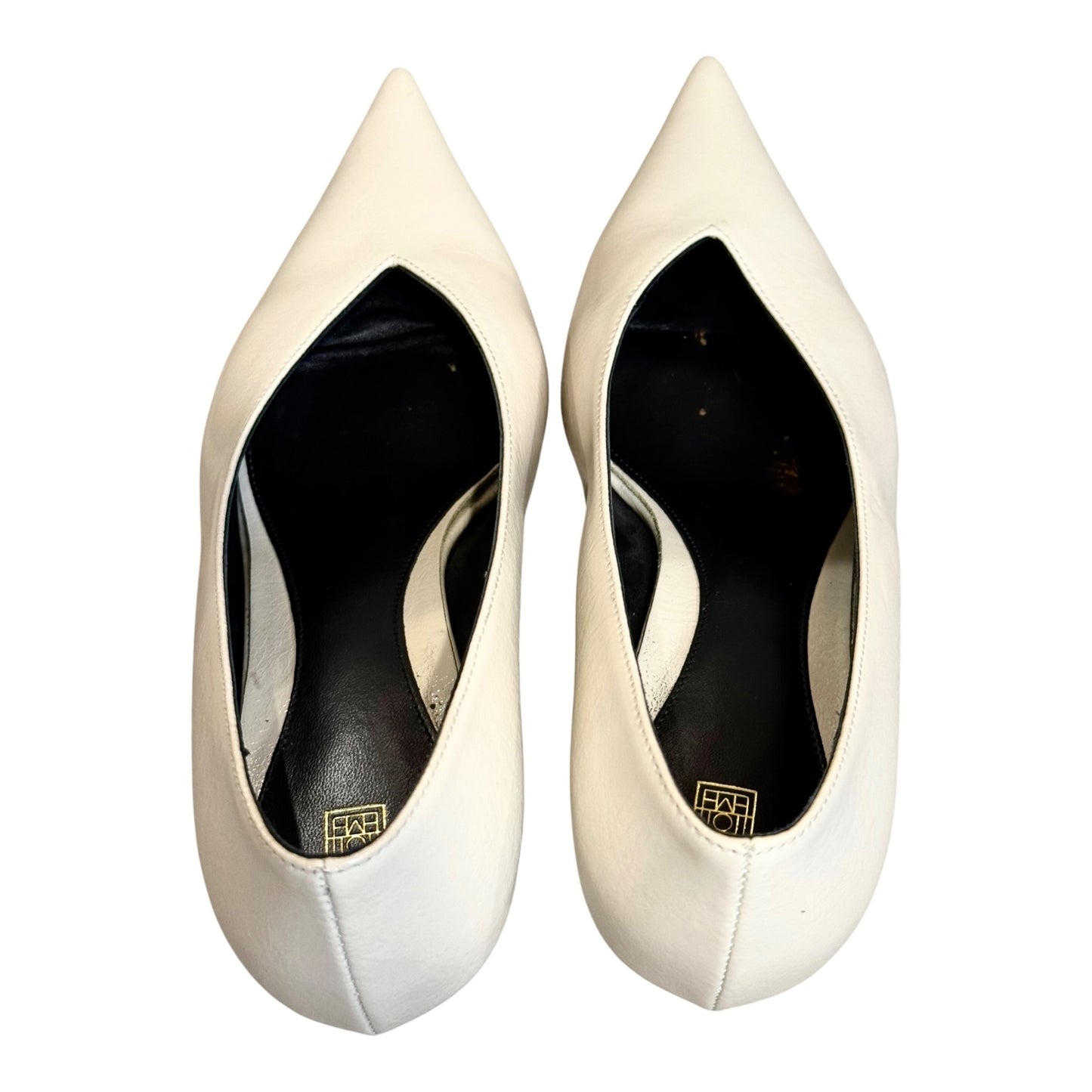 Toteme The Wedge Ivory Patent Leather Kitten Heel Size 7.5/EU 8