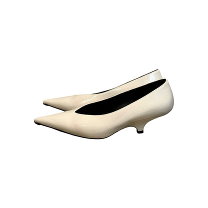 Toteme The Wedge Ivory Patent Leather Kitten Heel Size 7.5/EU 8