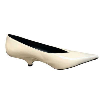 Toteme The Wedge Ivory Patent Leather Kitten Heel Size 7.5/EU 8