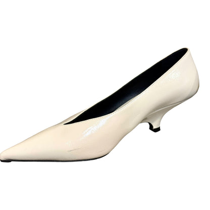 Toteme The Wedge Ivory Patent Leather Kitten Heel Size 7.5/EU 8