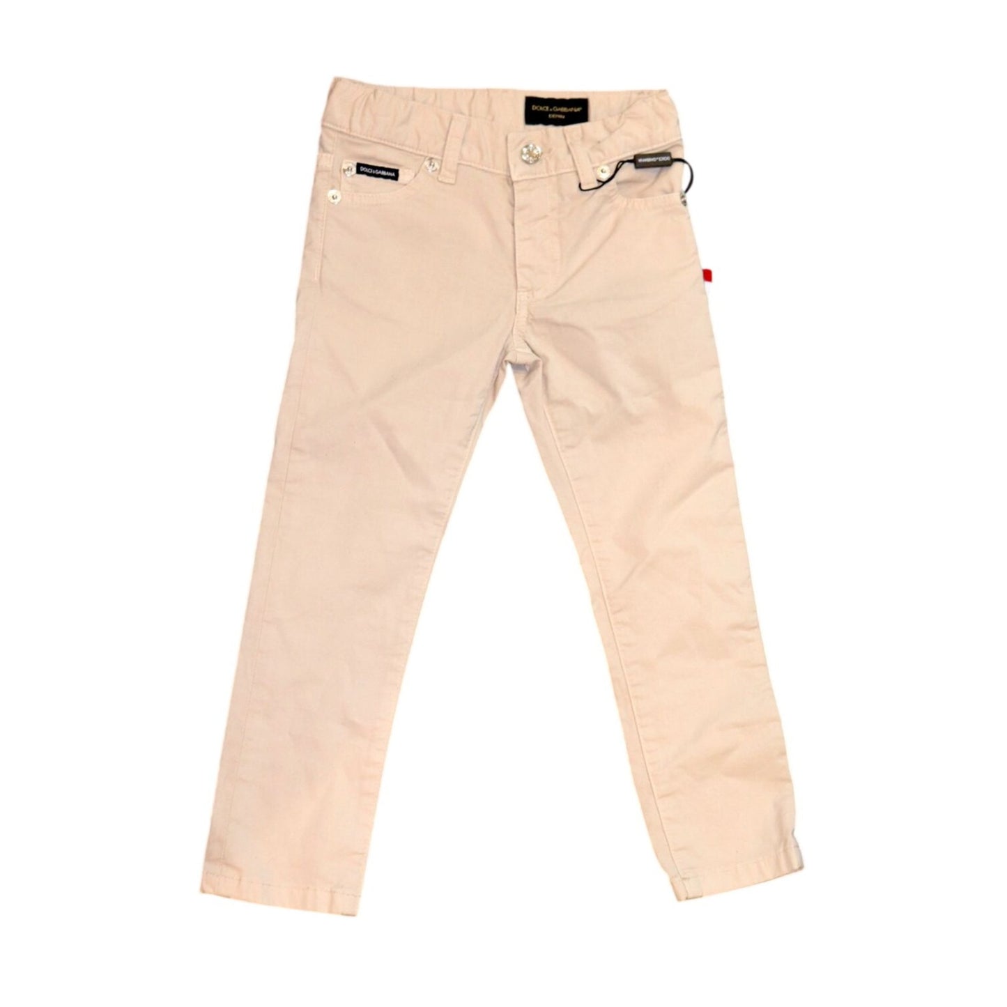 Dolce & Gabbana Kids Beige Cotton Slim Fit Pants, Sz 3