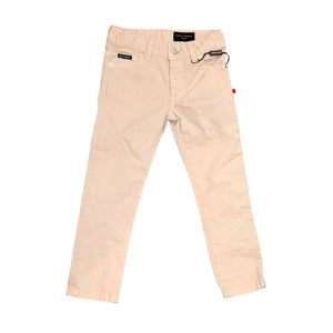 Dolce & Gabbana Kids Beige Cotton Slim Fit Pants, Sz 3