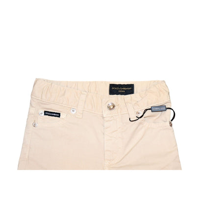 Dolce & Gabbana Kids Beige Cotton Slim Fit Pants, Sz 3
