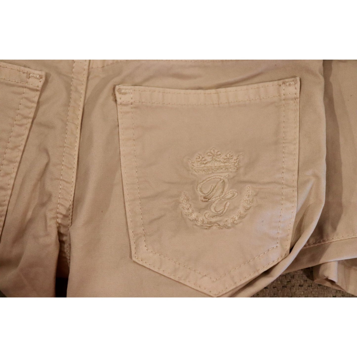 Dolce & Gabbana Kids Beige Cotton Slim Fit Pants, Sz 3