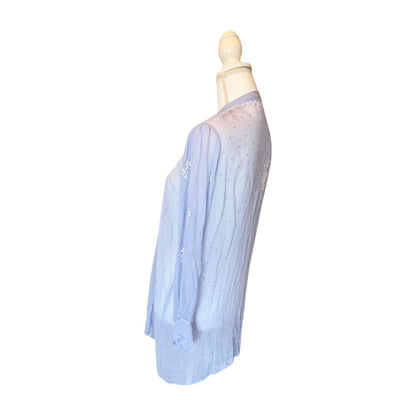 New Nazila Couture Embroidered Sheer Lavender Tunic Top, Large