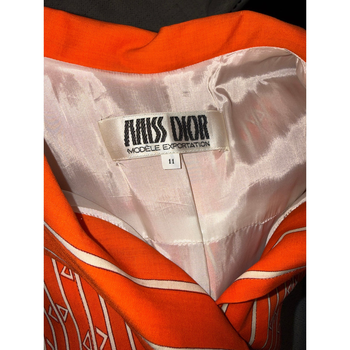 Miss Dior Orange and White Monogram Belted Shirt Dress, Size 11