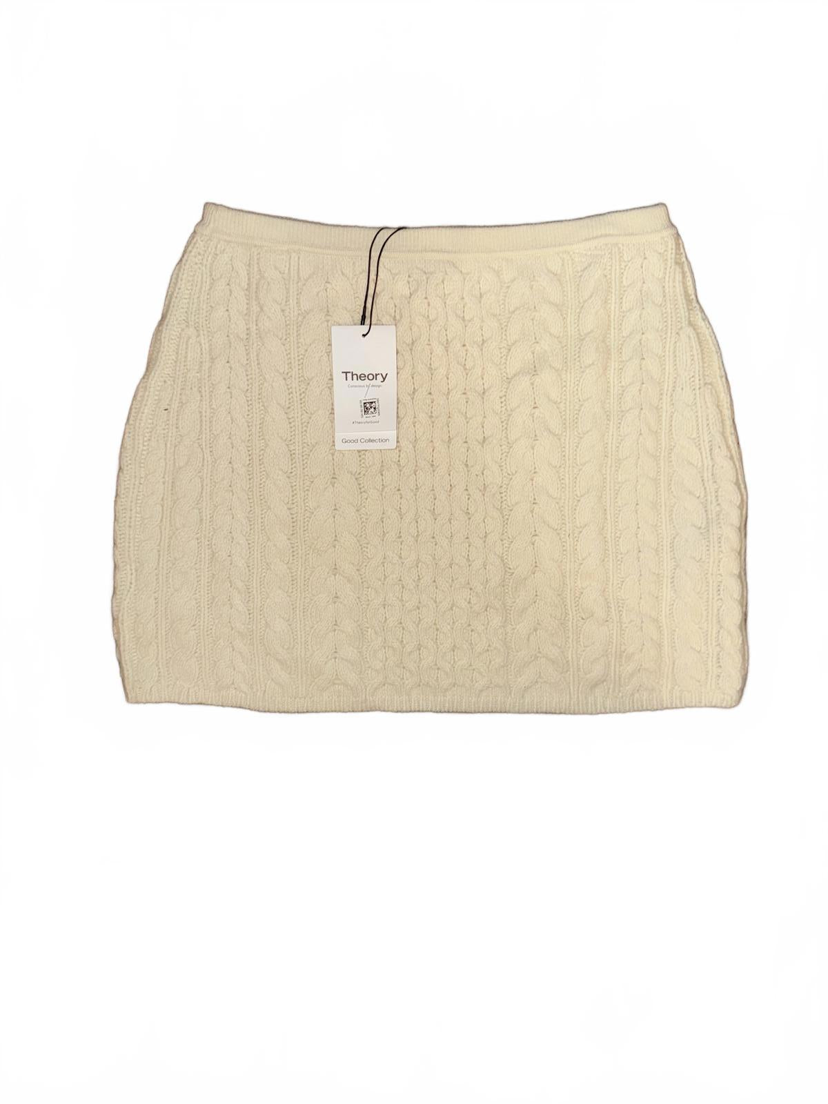 New Theory Cable Knit Mini Skirt Cream, Size Large