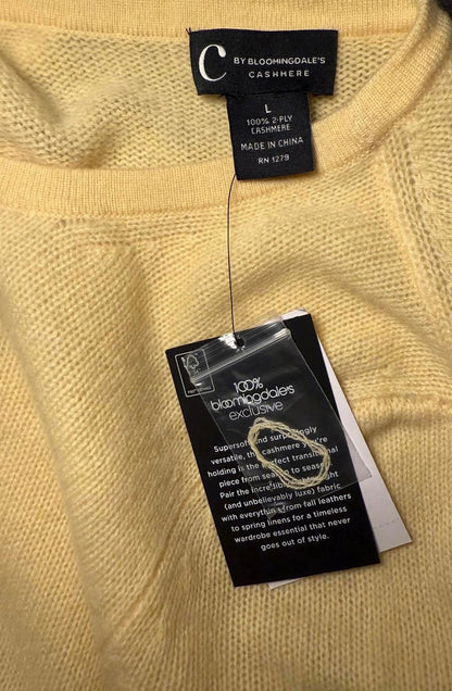 New Bloomingdale's Cashmere Short Sleeve Sweater - Yellow, Size L