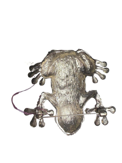 Colorful Frog Brooch with Multicolor Rhinestones