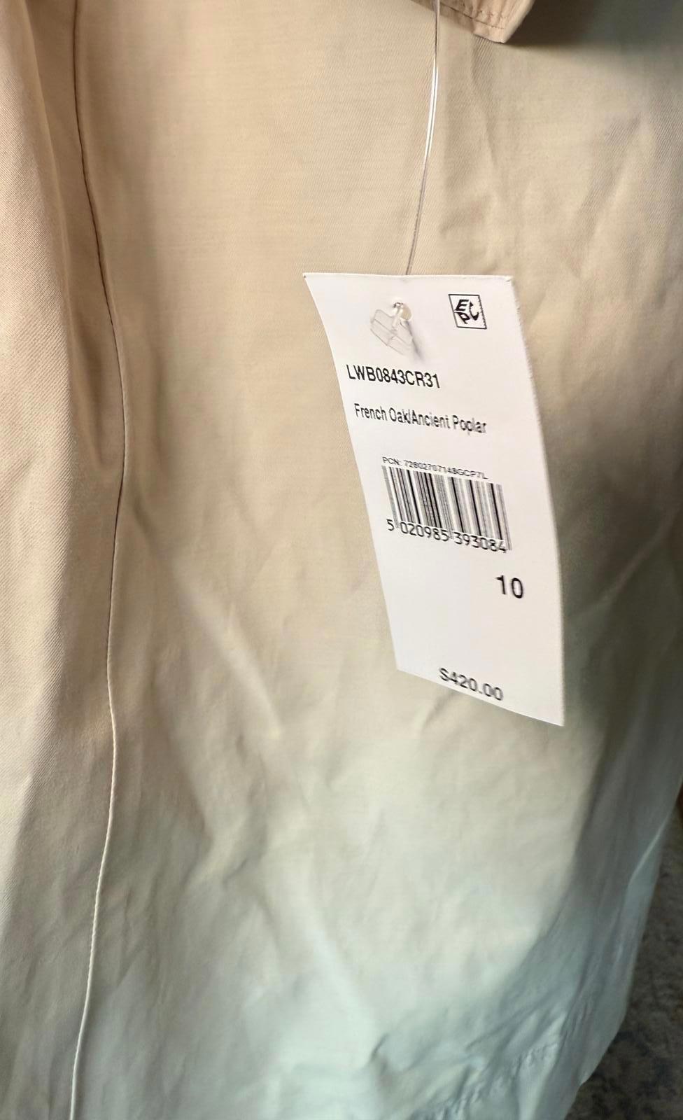 New Barbour Women's Beige Trench Coat with Belt, Size 10