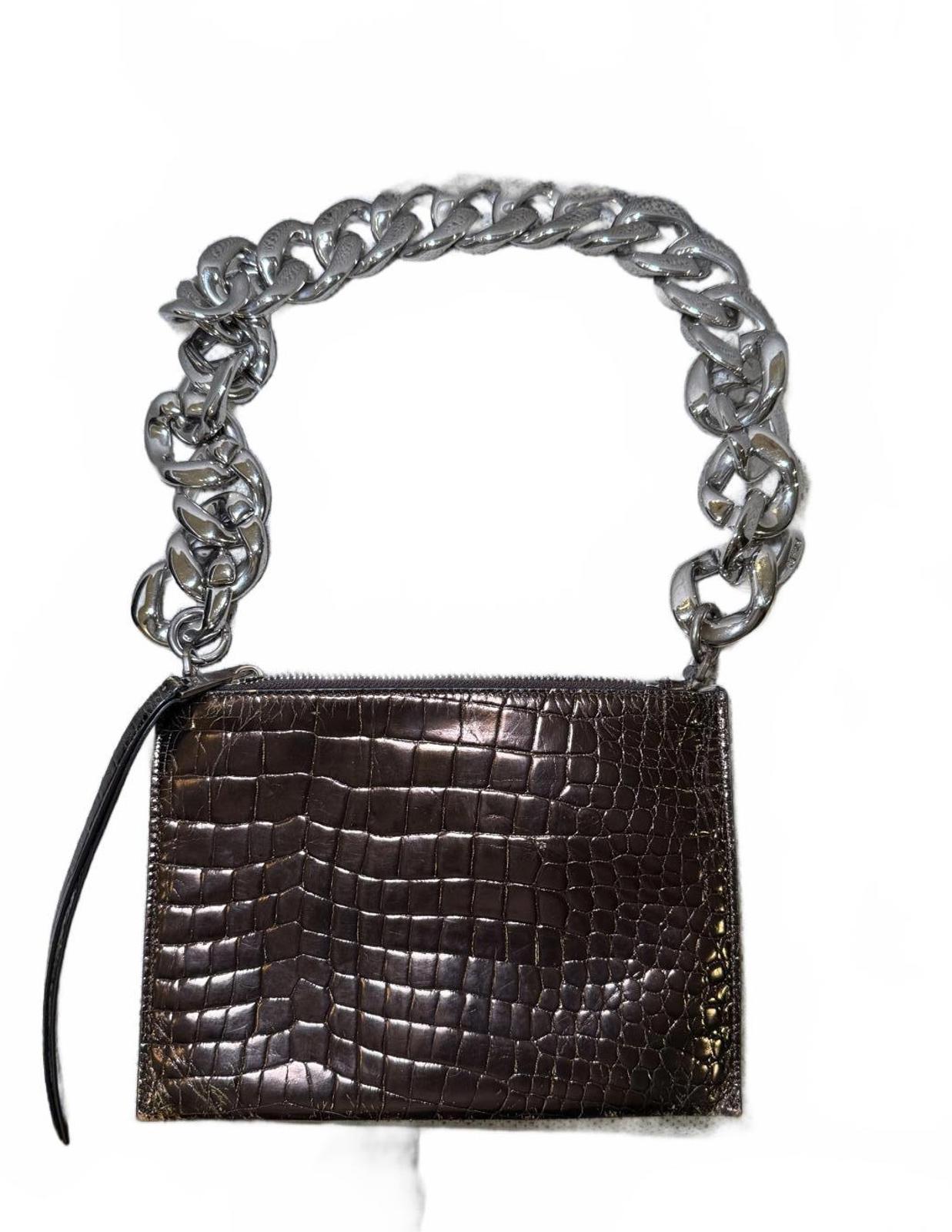 N°21 Croc-Embossed Leather Chain Clutch – Made in Italy